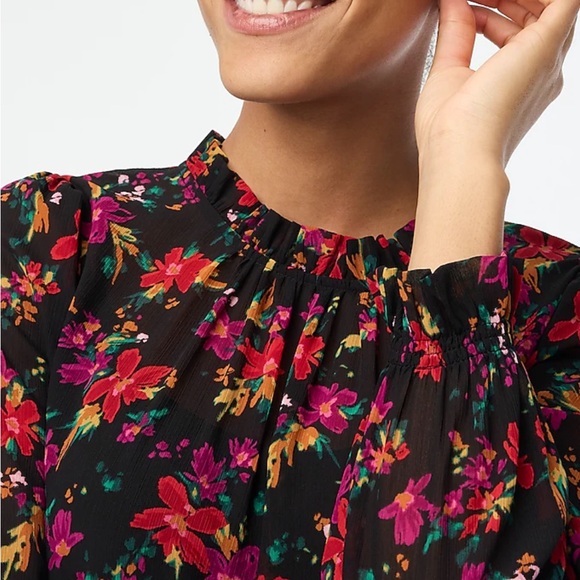 J. Crew Black Floral Blouse - Picture 2 of 6